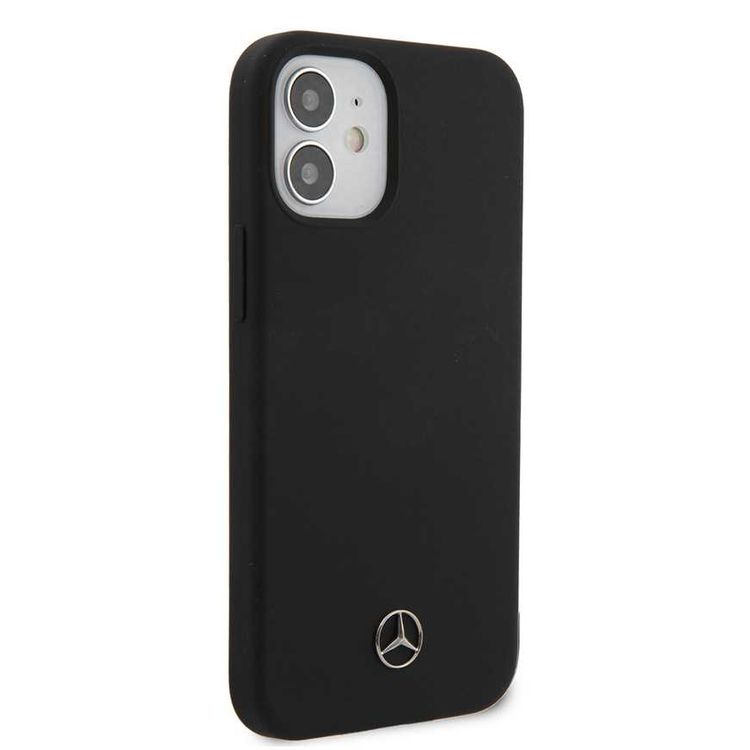 CG Mobile Mercedes-Benz Liquid Silicone Case with Microfiber Lining Compatible for iPhone 12 Mini (5.4") - Black