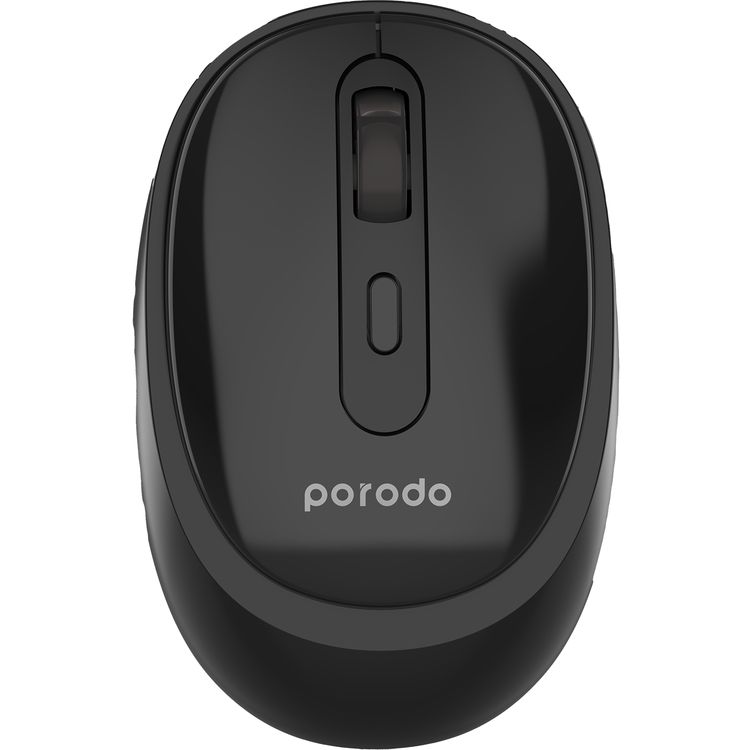 مجموعة ماوس لوحة مفاتيح لاسلكية من Porodo مع حامل للهاتف المحمول - أسود