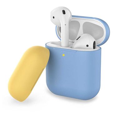 AhaStyle Two Toned Silicone Case Compatible for AirPods 1/2, Scratch Resistant, Shock Absorption, Drop Protection, & Dustproof Protective Silicone Cover -  Sky Blue / Yellow