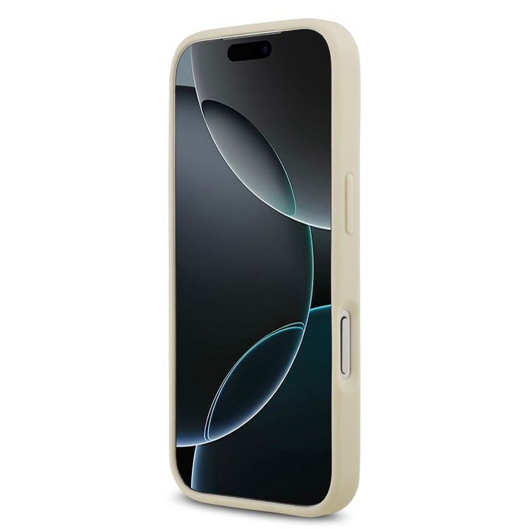 غطاء كارل لاغرفيلد لجهاز iPhone 17 Pro مع MagSafe مغلف بالكامل بجلد PU بتصميم كارل جراين، ذو هيكل نحيف، وحماية من السقوط، وسهولة في التركيب، وتغليف مستدام، وقبضة مريحة، وتصميم خفيف الوزن - باللون البيج.