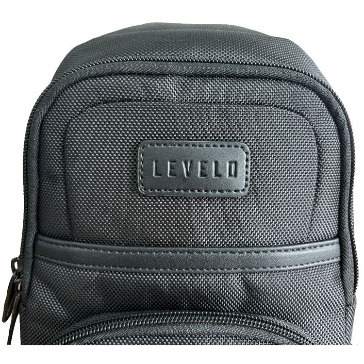 Levelo Urban Sling Bag with Multiple Compartments, 1680D Polyester Material, Lightweight Design, Ample Space, Versatile Use - Black