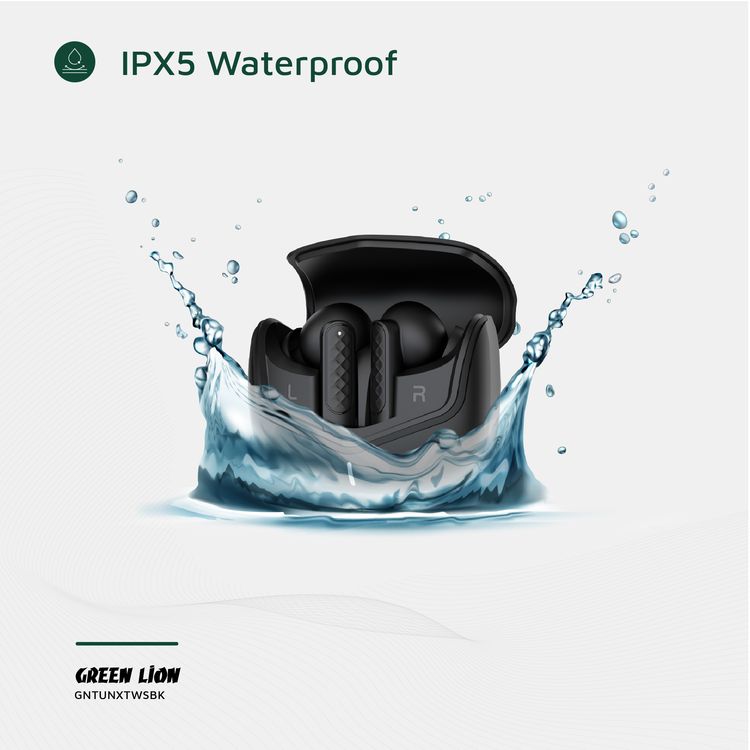 Green Lion Tune X Wireless Earbuds Tune with Touch Control, IPX3 Water Resistance Level, Type-C Charging Port, Bluetooth Version 5.4, In-App Control, ABS + PC Material - Black