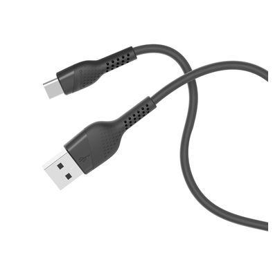 Porodo PVC USB-A to USB-C Cable with 3A Cable Current, 1.2m Cable Length, Optimum Charging, Fast Charge & Data Sync, Tangle Free Design - Black