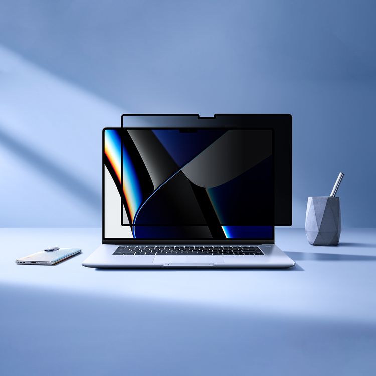 Levelo Air Shield Privacy Screen Protector for MacBook Pro 14" with 30° Privacy Angle on Both Sides, Water-Resistant, Ultra-Thin, Removable and Reusable, Scratch-Resistant - Black