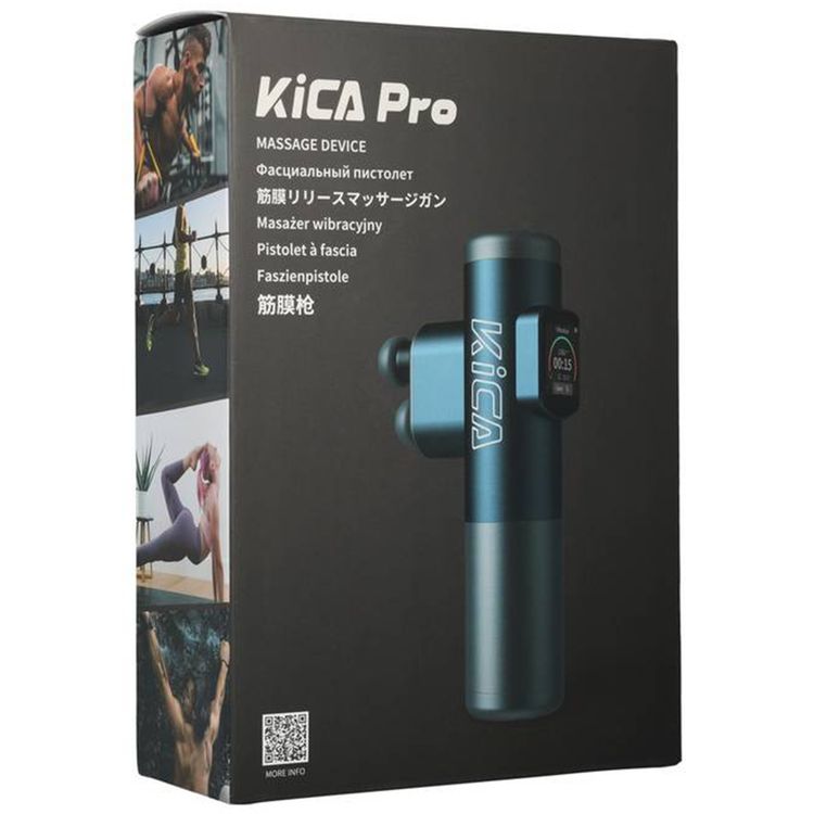 Kica Pro Massage Gun with Dual Head Massage, Up to 20 Hours Working Time, 10 Adjustable Intensity Levels, 10mm Stroke Length, Dual 2600RPM, 3 Massage Modes - Blue