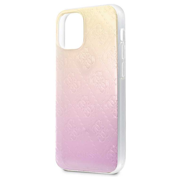 CG Mobile Guess PC/TPU 4G Pattern Hard Phone Case Compatible for iPhone 12 Mini (5.4") Shock Resistant Mobile Case Officially Licensed - Gradient Pink