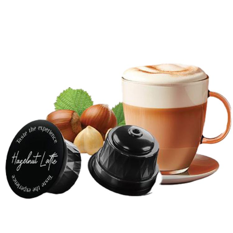 Lepresso capsule for Dolce Gusto 16pc, Hazelnut Latte, Roasted Ground Coffee Capsule, Perfect Blend, Plastic Capsules - Black 