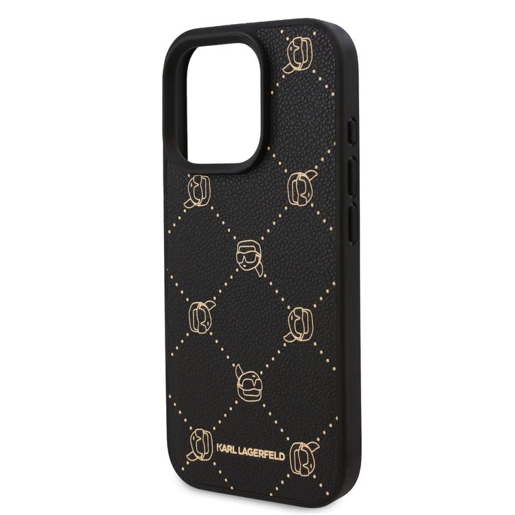 Karl Lagerfeld PU Hard Case for iPhone 16 Pro Max with Karl Heads, Drop Protection, Slim Profile, Lightweight, Comfortable Grip, Easy Snap-on, Sustainable Packaging - Black