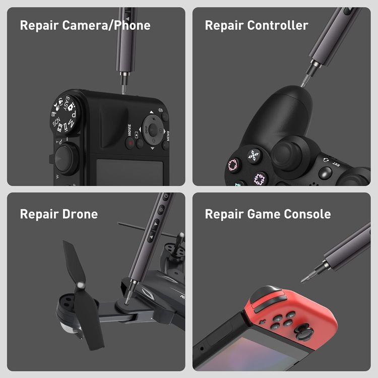 عدة مفكات براغي كهربائية دقيقة من Porodo TechFix 97 في 1 مع ضوء LED، منفذ شحن Type-C، عمر بطارية طويل، تصميم مدمج، سعة بطارية 320 مللي أمبير، وقت شحن 90 دقيقة - أسود