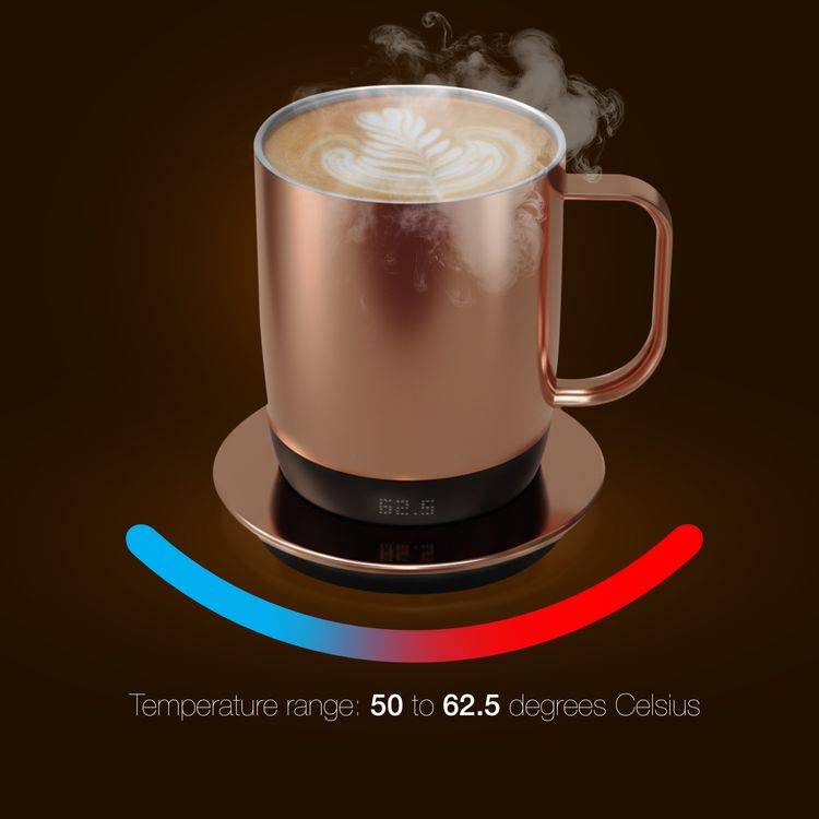 LePresso AURELIO Ceramic Mug with Temperature Control Base,  IPX7 Waterproof Grade, Type-C Charging Port, Stainless Steel 304 + PC + Ceramic Material, 300mL Capacity - Rose Gold