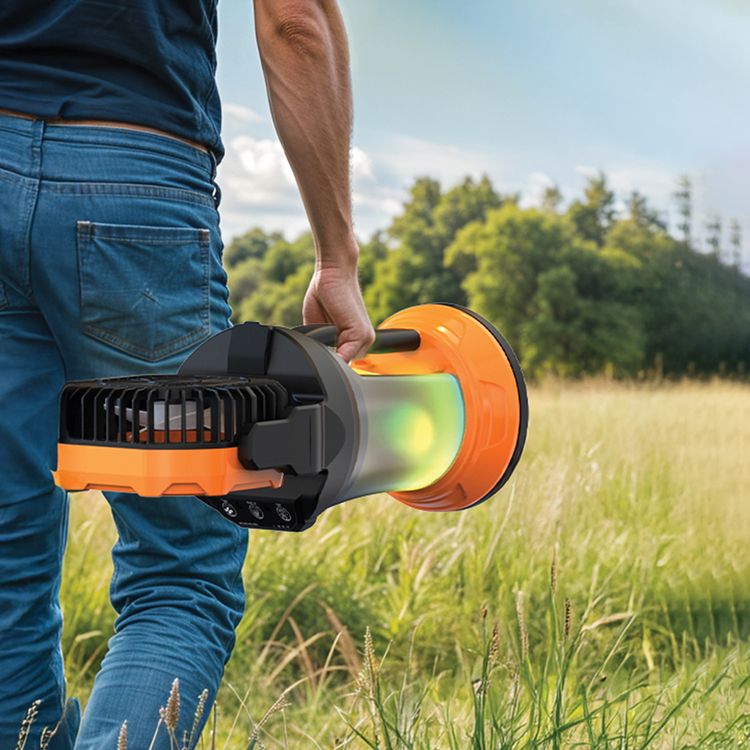 Porodo FreshPulse Portable Misting Fan with Cool Spray, 15000mAh Battery Capacity, 4-5 Hours Charging Time, 2L Water Tank Capacity, 98 Hours Working Time, 50 Lumens Brightness, Remote Control, RGB Lighting - Orange / Black