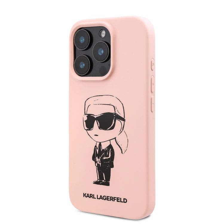 Karl Lagerfeld TPU Silicone Hard Case with ikonik Graffiti Logo for iPhone 16 Pro Max, Durable Material, Comfortable and Secure Grip, Lightweight and Slim - Pink