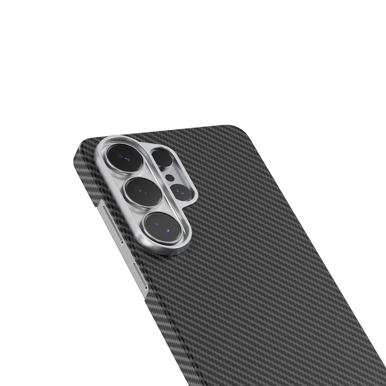 Levelo Sergei 1500D Aramid Fiber Case for Samsung S26 Ultra, Shock-Resistant Bumper, Strong Magnets, 1500D Woven Aramid Fiber, 4ft. Drop Tested, Aluminum Alloy Frame for Camera & Buttons - Black