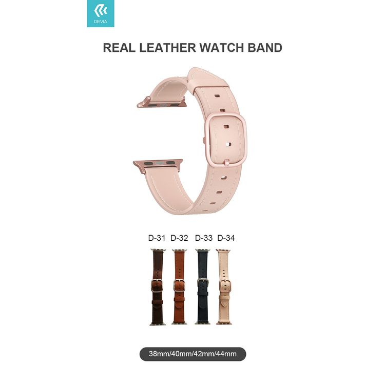 Devia Real Leather Watch Band 42/44mm, Classic & Vintage Apperance, Genuine Leather Watch Band Replacement, Comfortable Feel, Durable, Easy to Install, Finely Crafted - Brown