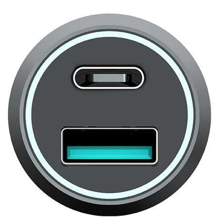 شاحن سيارة باورولوجي USB C، ألومنيوم 36 واط بمنفذين نوع C PD شحن سريع 18 واط مع توافق مع الشحن السريع 3.0 للهواتف الذكية