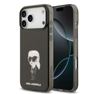 Karl Lagerfeld MagSafe IML Case with Aquarelle Karl Head for iPhone 17 Pro Max, Drop Protection, Slim Profile & Lightweight Design, Easy Snap-On, Comfortable Grip, Sustainable Packaging - Black
