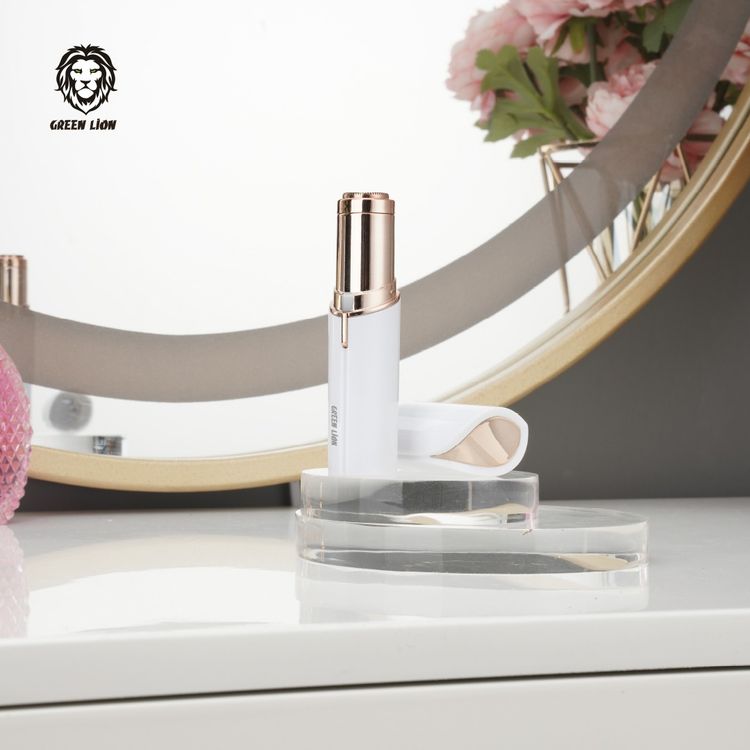 Green Lion Facial Hair Remover with Gentle on All Skin Types, Built-in Light, 350mAh Battery Capacity, 9000RPM Rotating Speed - White