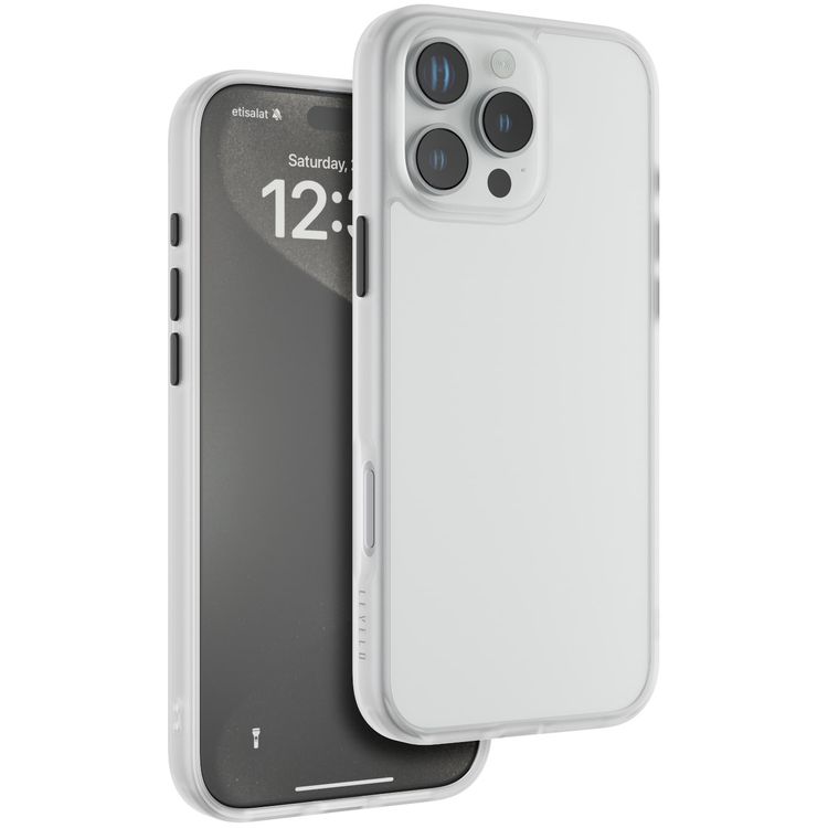Levelo Solo Case for iPhone 16 Pro Max with Clearview Technology, Matte TPU Bumper, Comfortable Grip, Impact-Resistant Corners, 3H Scratch Resistance - White
