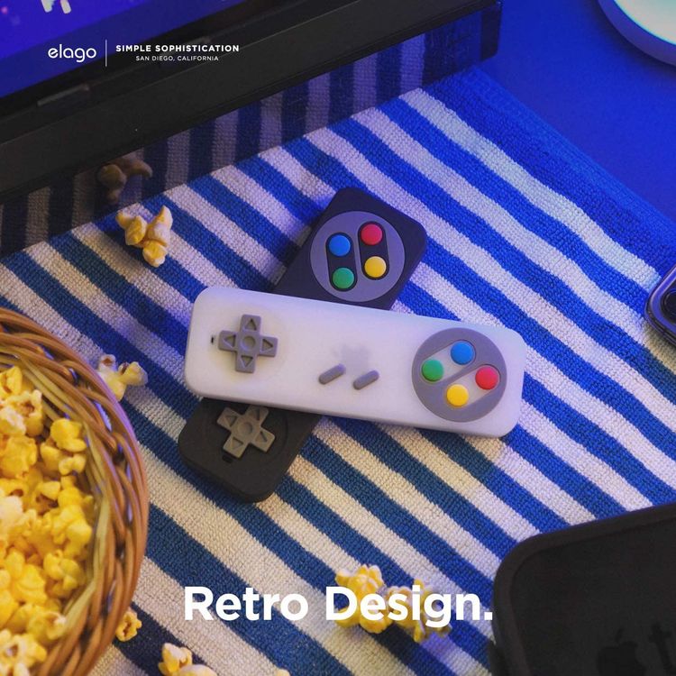 Elago R4 Retro Apple TV Remote Case with Apple TV Siri Remote 4K 5th / 4th Generation, Classic Controller Design [Non-Functional], Extra Protection, Lanyard Included Nightglow Blue