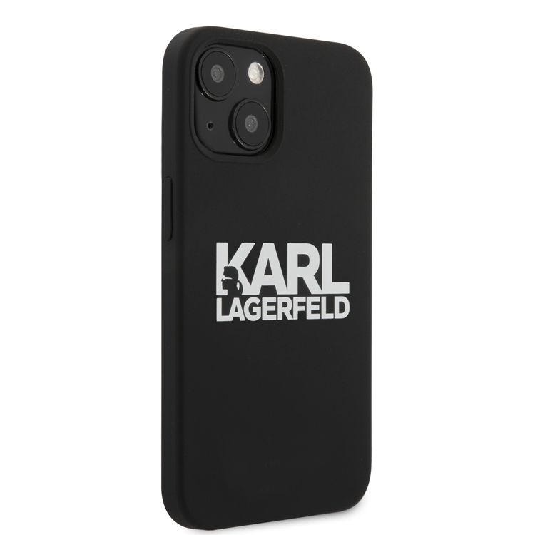 CG MOBILE Karl Lagerfeld Liquid Silicone Case Stack Logo Compatible for iPhone 13 (6.1") Easy Access to All Ports, Scratch Resistant, Drop Protection Back Cover