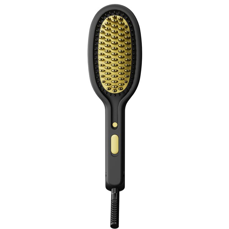 بورودو مكواة فرد الشعر السيراميكية مع 4 إعدادات لدرجة الحرارة قابلة للتعديل، طاقة 70 واط، تسخين سريع PTC، إيقاف تلقائي للأمان، سلك دوار 360°، قابس بريطاني 1.8 متر بثلاثة رؤوس - أسود / ذهبي