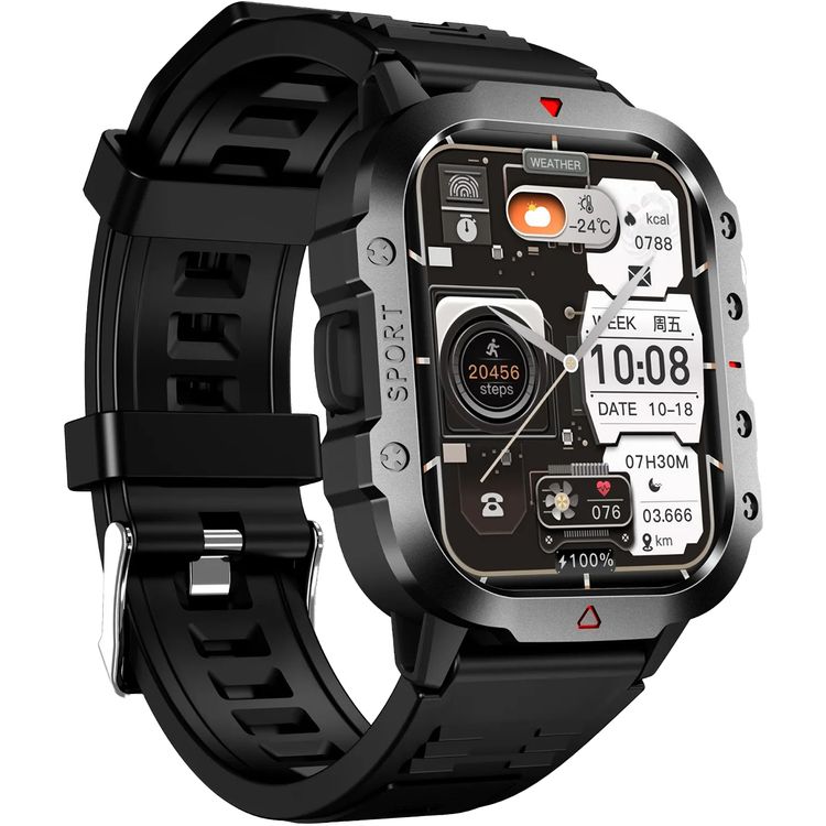 Green Lion Gravix Smart Watch with Multiple Sport Modes, 200mAh Battery Capacity, Remote Capture, IP65 Water Resistance Level, Bluetooth Version 5.3, Heart Rate Monitor  - Black 