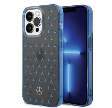 Mercedes-Benz Double Layer PC/TPU Case with Large Star Pattern iPhone 14 Pro Compatibility - Black / Blue