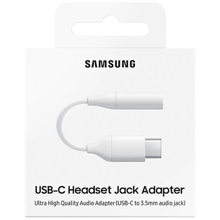 Samsung USB-C to 3.5mm Headphone Jack Adapter with Ultra High Quality Audio, 24bit/192kHz, 100dB SNR, Compatible with Galaxy Note 10 / 10+ & Other Devices - White