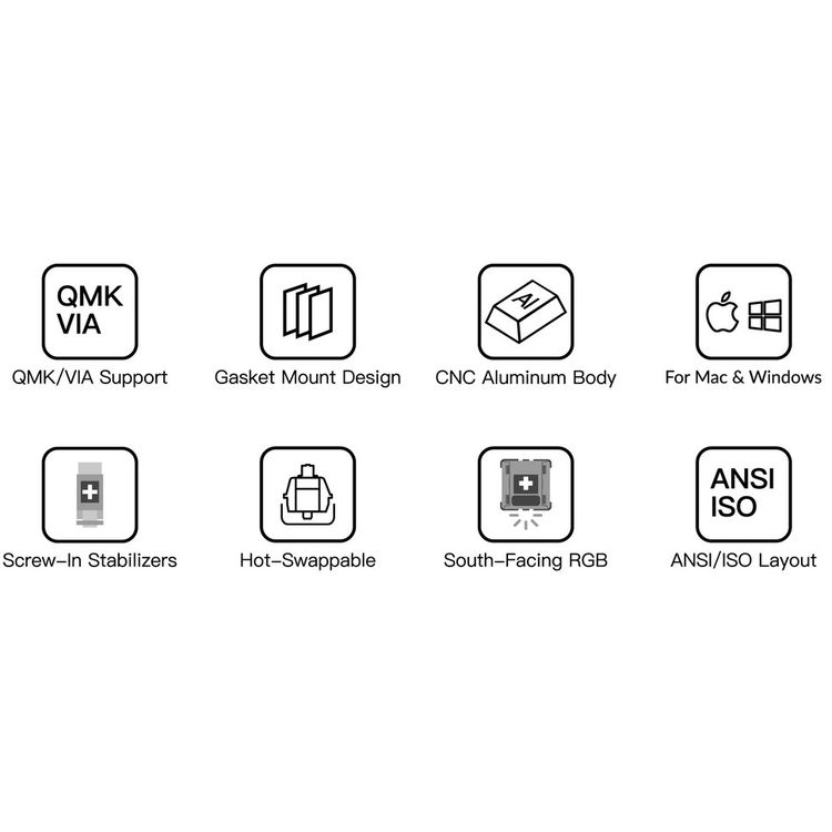كي كرون Q2 QMK لوحة مفاتيح ميكانيكية Gateron G-PRO مزودة بمفتاح RGB ومفتاح أحمر وقابل للتبديل السريع كوستوم - رمادي فلكي