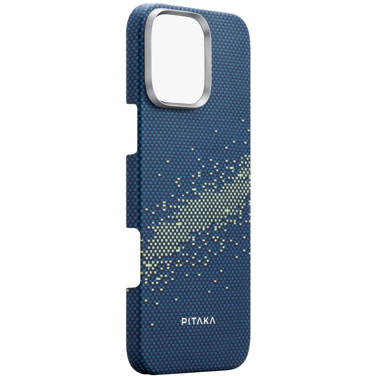 جراب Pitaka Tactile Woven Ultra Slim لهاتف iPhone 16 Pro Max، منسوج باللمس، متوافق مع MagSafe، حافة كاميرا مرتفعة - Milky Way Galaxy