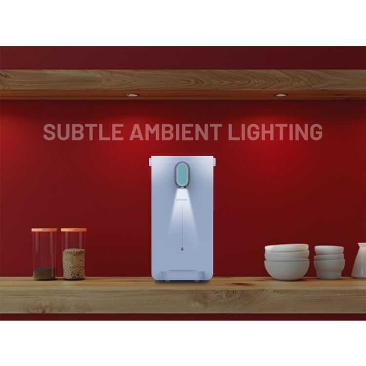 Porodo Lifestyle Instant Hot Water Dispenser with Automatic Ambient Lighting, 10-Second Instant Heating, 4 Levels Temperature Adjustment - White