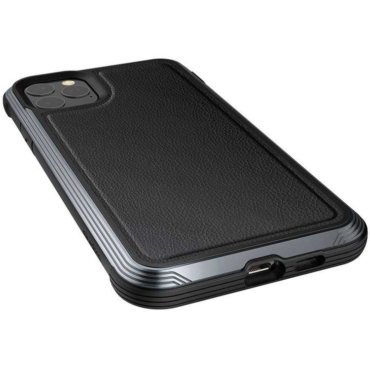X-Doria Defense Lux Phone Case Compatible for iPhone 11 Pro Max (6.5") Suitable with Wireless Charging - Black Leather