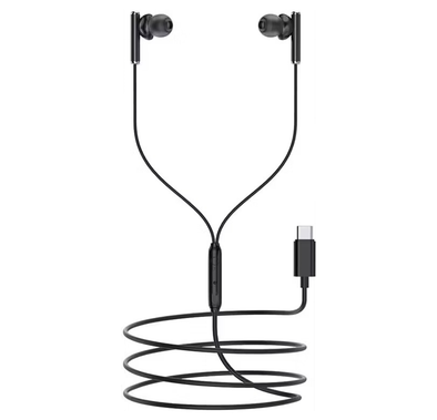 Pawa Chords In-Ear Edition Stereo Earphones with Type-C Connector, 1.2m Cable Length, 10dB Speaker Sensitivity, Voice & Call Support, Volume Control, Premium Design, Lightweight & Compact - Black