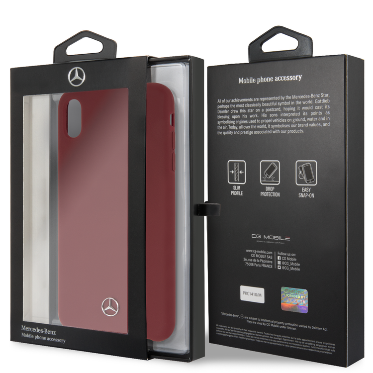 CG MOBILE Mercedes-Benz Silicone Phone Case with Microfiber Lining for iPhone Xs Max Officially Licensed - Red