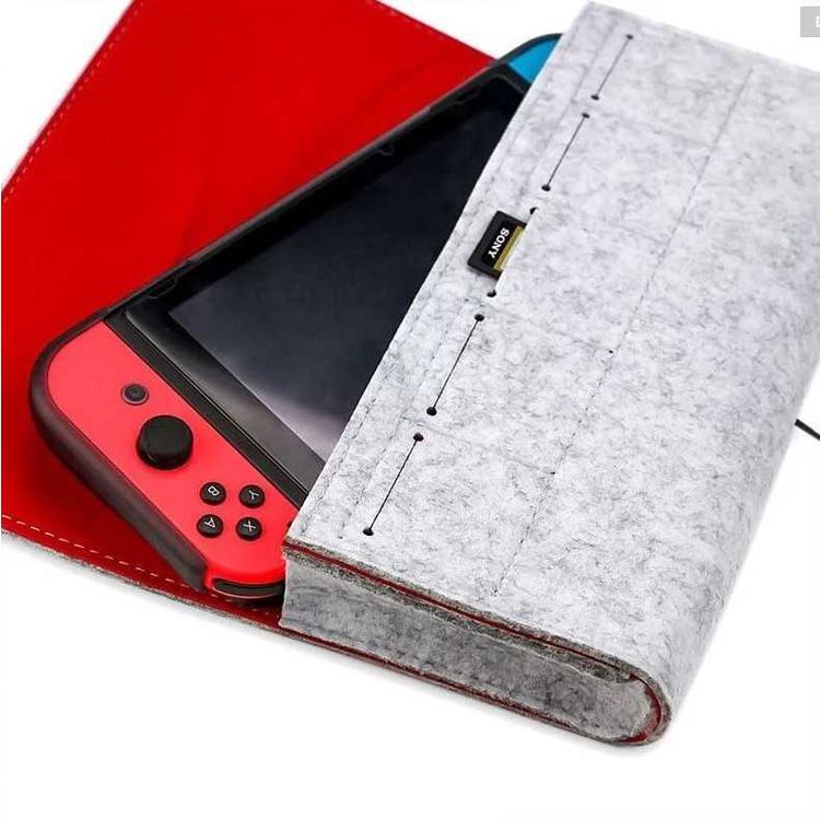 AhaStyle Carrying Case Compatible for Nintendo Switch Lite, Portable Carrying Bag, Ultra Slim Professional Protective Felt Pouch with 5 Game Cartridges Holders ( Switch Logo )