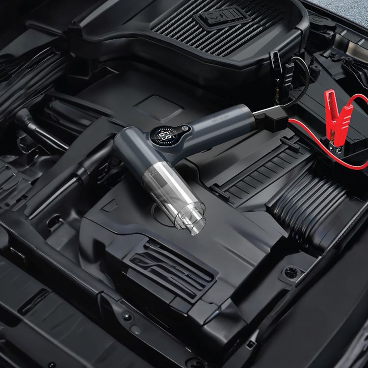 Green Lion Ignitor 12V Jump Starter with Blower, Vacuum & Power Bank Functions, ABS Material, 140W Power, 70000RPM Range, Detachable & Washable Nozzles, Digital Display - Gray