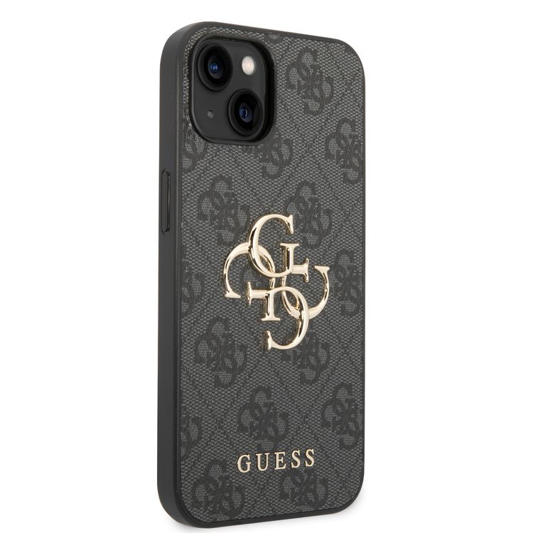 Guess PU Leather 4G Classic and Stylish Case with Big Metal Logo iPhone 14 Compatibility - Grey