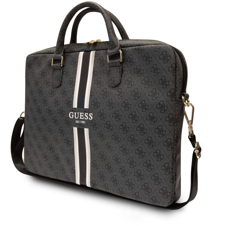 Guess Laptop Bag with 4G Stripes Pattern - 16" - Black