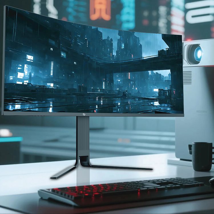 Porodo Gaming Ultra-Wide 34" Curved QHD Gaming Monitor with Ergonomic 3-Axis Stand, E-LED Backlight, VA Panel, 178° Viewing Angle, sRGB 100% Color Gamut  - Black