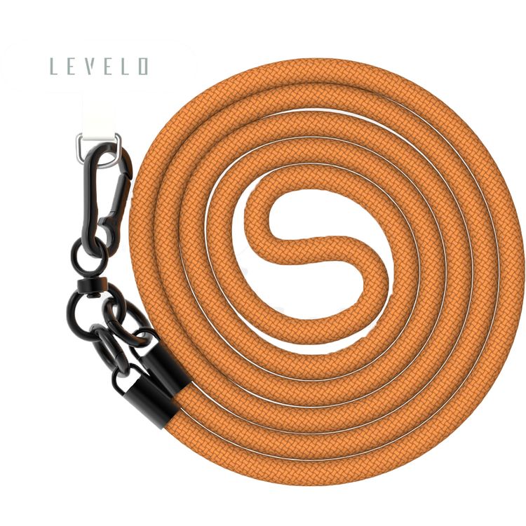 Levelo Everly Phone Crossbody Lanyard, 1.2m, Polyester Fiber, Metal Finish, Lightweight, Durable Material, Adjustable Straps, Universal Compatibility, Hypoallergenic Material - Carrot Orange