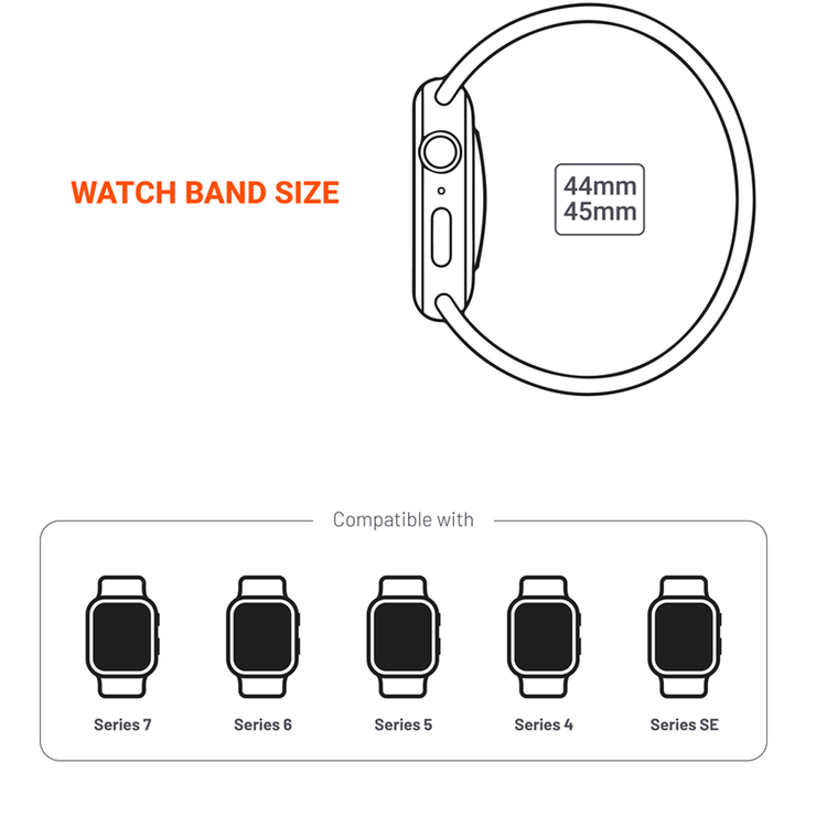 Porodo iGuard Leather Loop Watch Band For Apple Watch 42/44/45mm - Black
