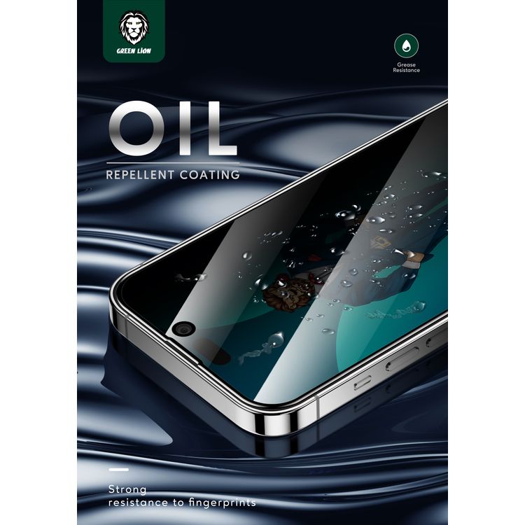 واقي شاشة زجاجي ثلاثي الأبعاد مقاوم للخدش وخالي من الخدوش لهاتف آيفون 14 برو ماكس من جرين ليون - أسود