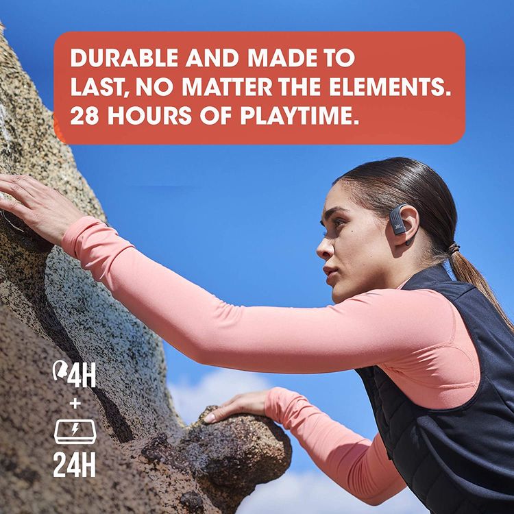 JBL Endurance Peak 2 Waterproof True Wireless In-Ear Sport Headphones, Pure Bass Sound, Bluetooth Headphones 30hours Battery, IPX7 Water & Sweat Proof - White