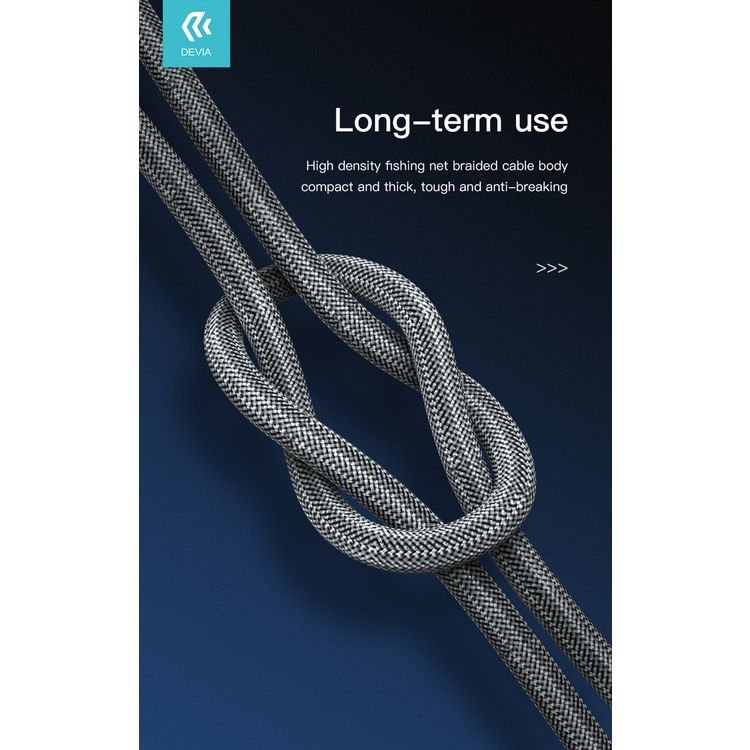 Devia Storm Series Zinc Alloy Braided Lightning Cable 1M 2.1A - Silver