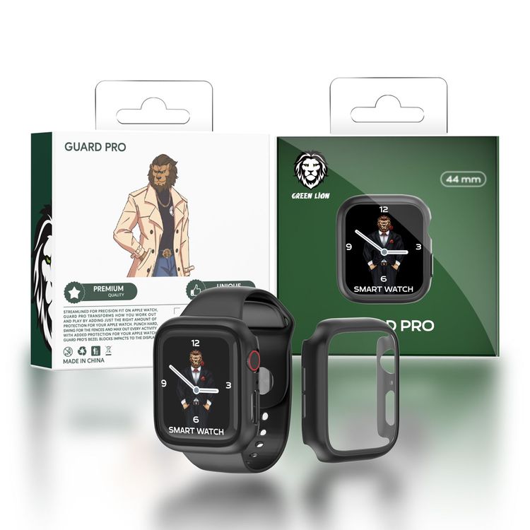 Green Lion Slim Guard Pro Case with Glass for Apple Watch 40mm - Black