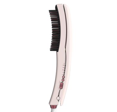 Porodo Dual-Mode Hair Straightening Brush with Detachable Comb, Auto Shut-Off Function, 360° Swivel Cord, 3 Temperature Levels, 76W Rated Power, PTC Heating Method - Pink