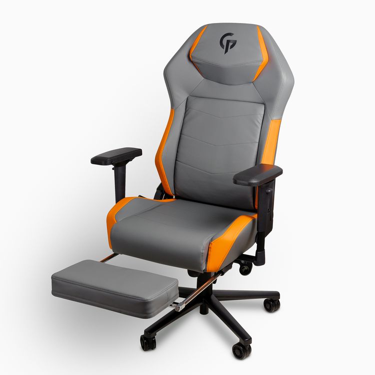 Porodo Gaming Professional Gaming Chair Molded Foam Seats/Armrest & Footrest - Black/Orange
