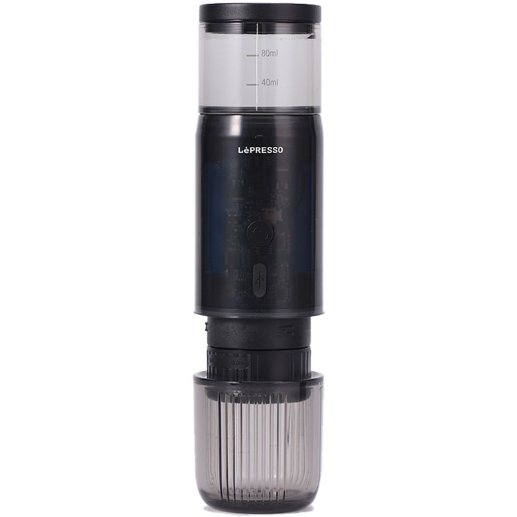 LePresso Portable Mini Espresso Machine, 80mL Water Tank Capacity, Type-C Charging Port, Food Grade Stainless Steel Material - Black