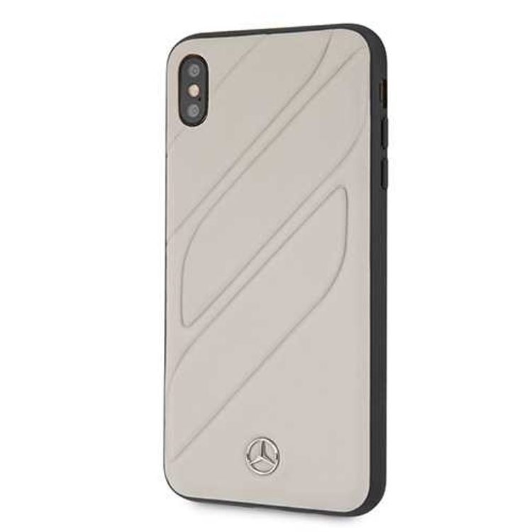 CG MOBILE Mercedes-Benz New Organic I Genuine Leather Hard Phone Case for iPhone Xs Max Officially Licensed - Gray