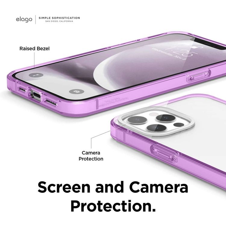 Elago Hybrid Case Compatible for iPhone 12 Pro Max (6.7"), Shock Absorbing Case Suitable Wireless Charging, Screen & Camera Protection - Lavender